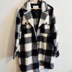 tribal jeans plaid long jacket